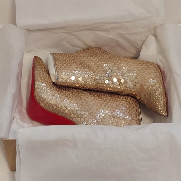 Christian Louboutin Ankle Boots, Sequin Designer Boots, Huge Discount! - Picture 4 of 15